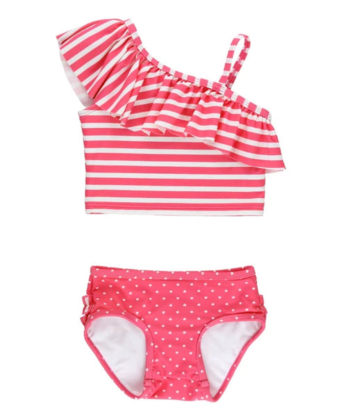 Hot Pink Heart Girl's Swim Suit
