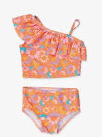 Coral Floral Girl's Swim Suit
