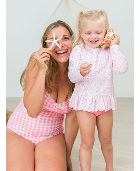 By the Seaside Scallop Hem Girls' Swim Suit