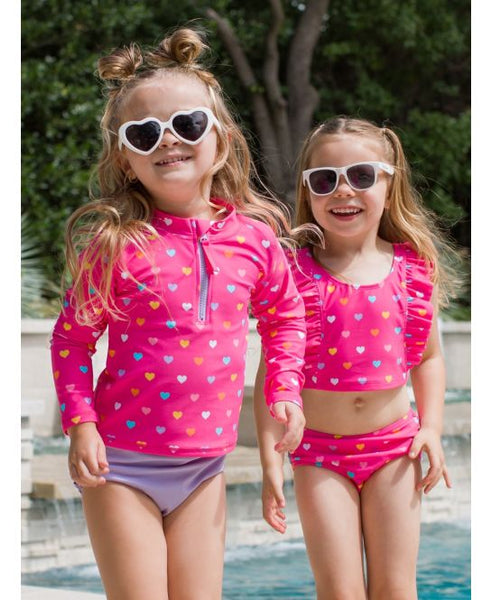 Colorful Hearts Girls' Swim Suit