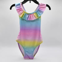 Rainbow Ombre Ruffle One Piece Girl Swim Suit