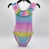 Rainbow Ombre Ruffle One Piece Girl Swim Suit