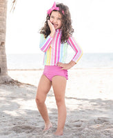 Rainbow Dream Stripe Girl's Swim Suit