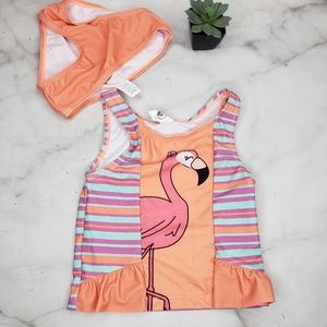 Flamingo Striped Tankini Girl Swim Suit